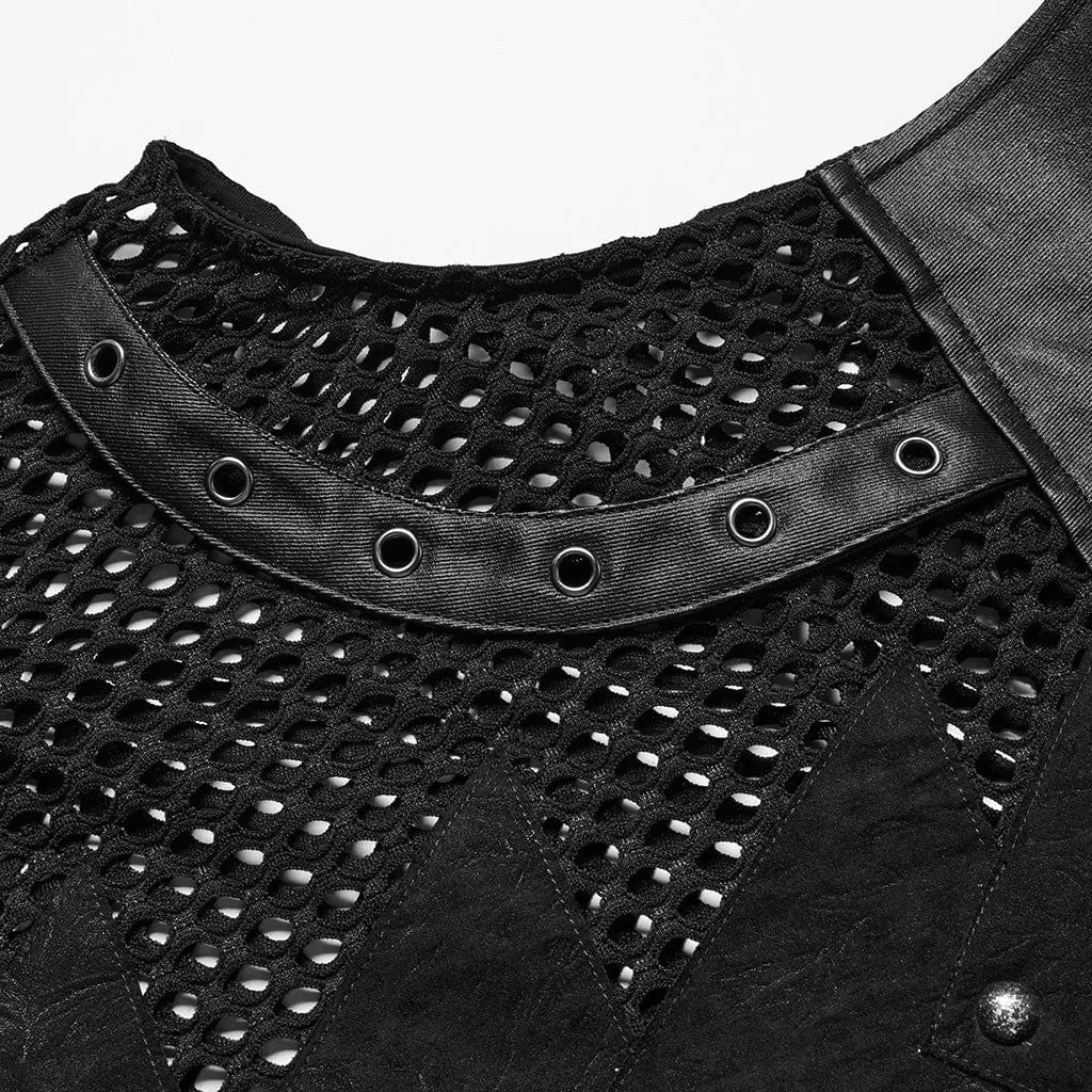 Men's Punk Mesh Triangle Eyelets Vest