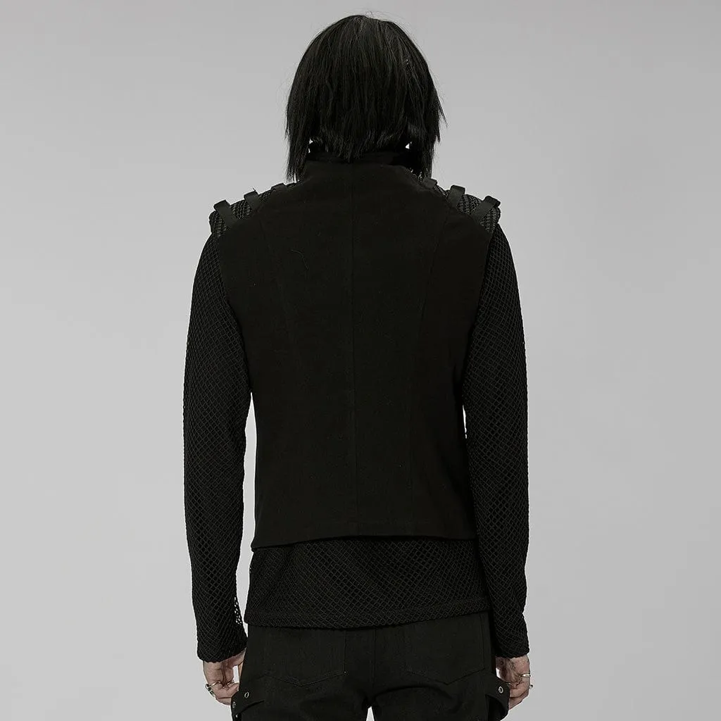 Men's Punk Patches Splice Buckles Vest