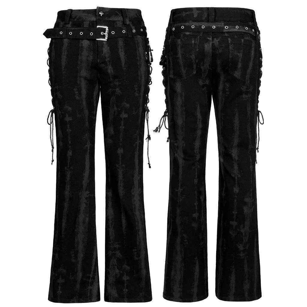 Men's Punk Strappy Buckles Flared Pants