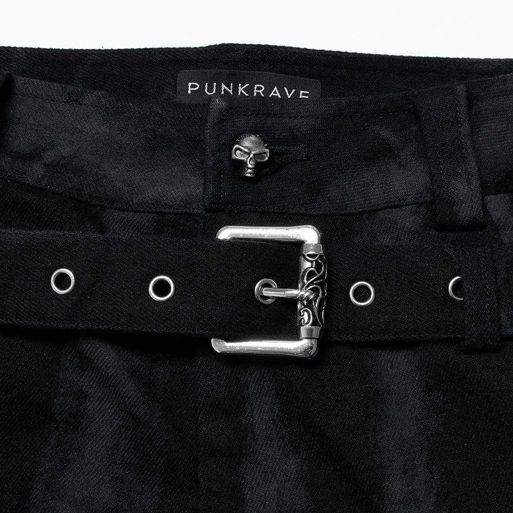 Men's Punk Strappy Buckles Flared Pants
