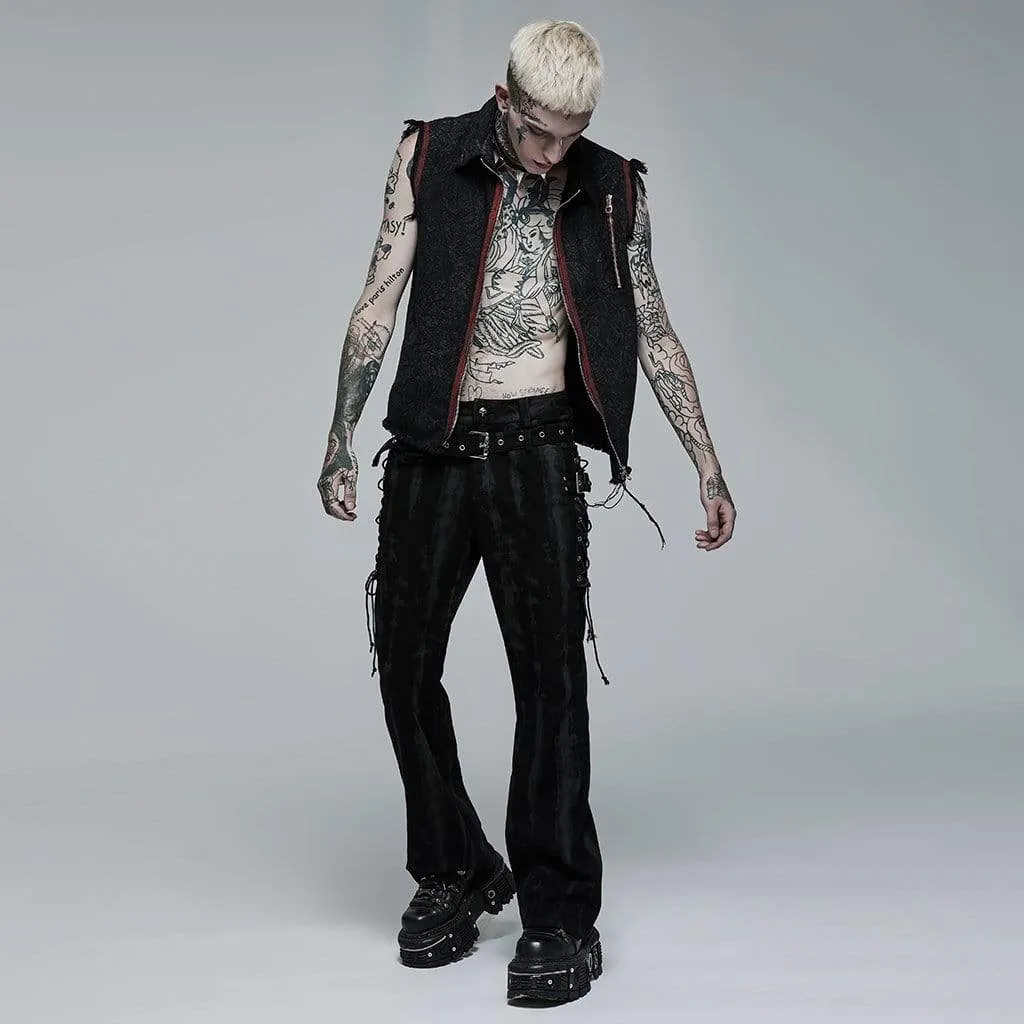 Men's Punk Strappy Buckles Flared Pants
