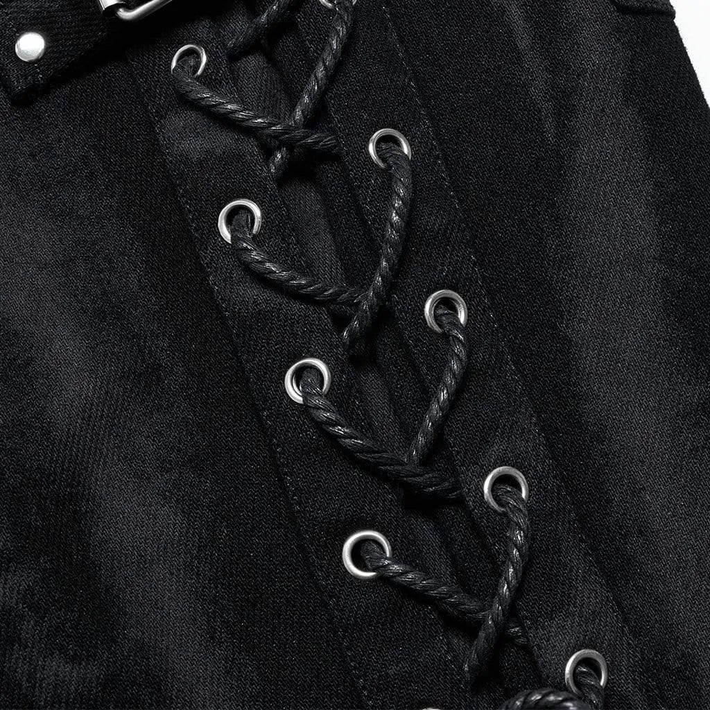 Men's Punk Strappy Buckles Flared Pants