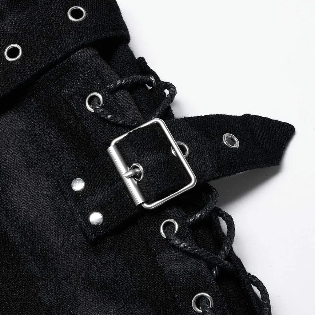Men's Punk Strappy Buckles Flared Pants