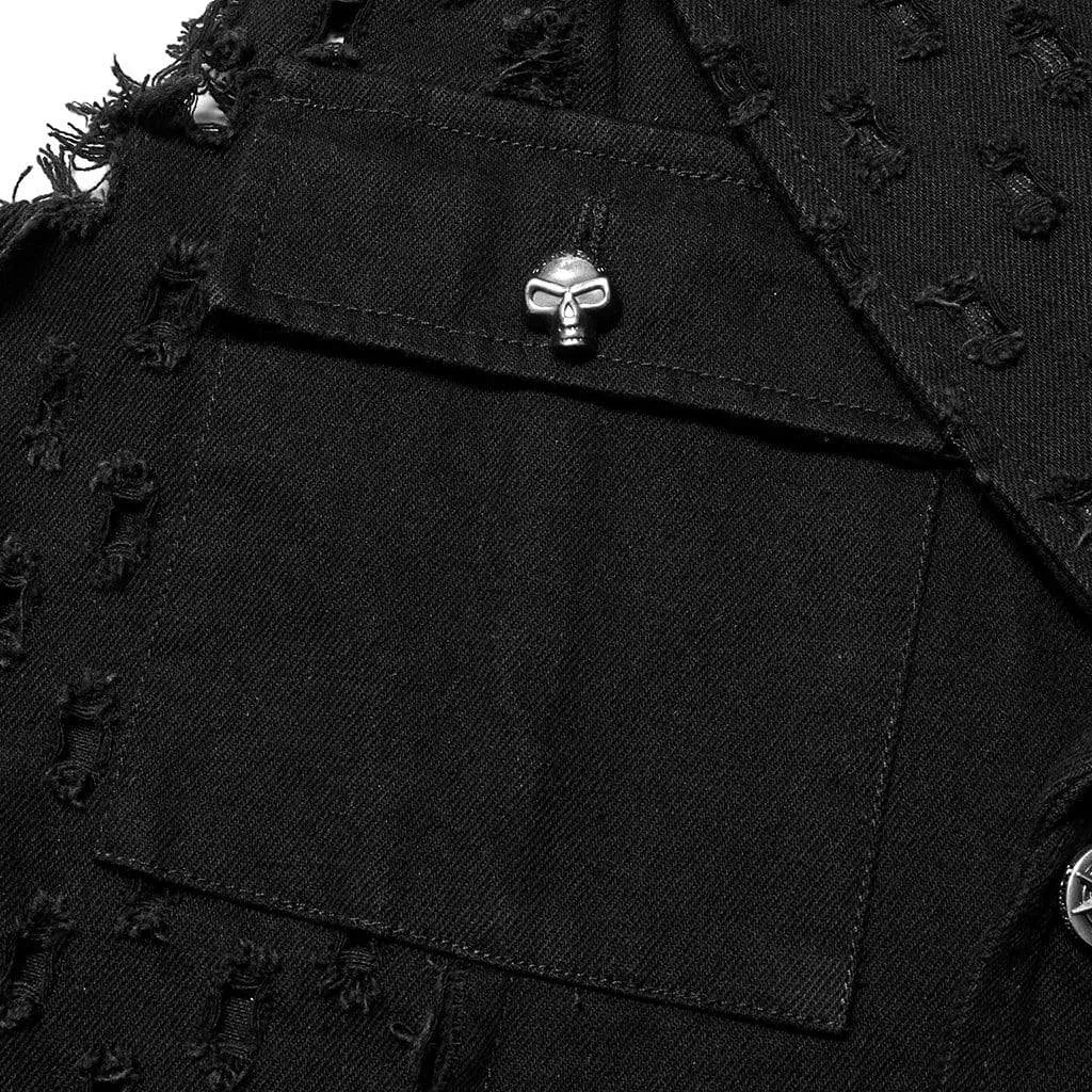 Men's Punk Unedged Ripped Long Waistcoat