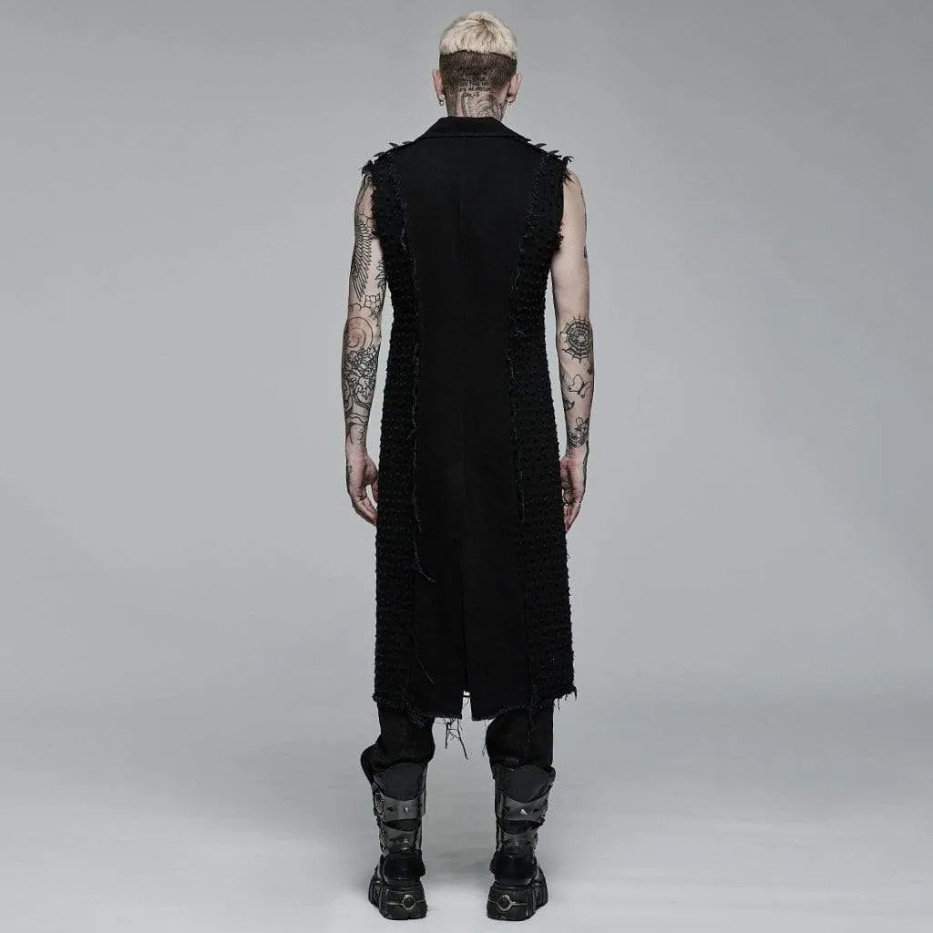 Men's Punk Unedged Ripped Long Waistcoat