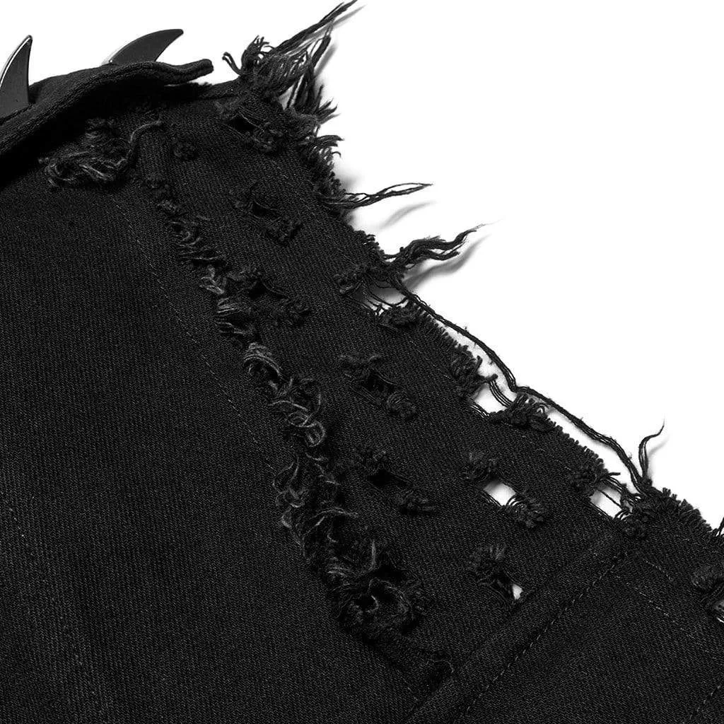 Men's Punk Unedged Ripped Long Waistcoat