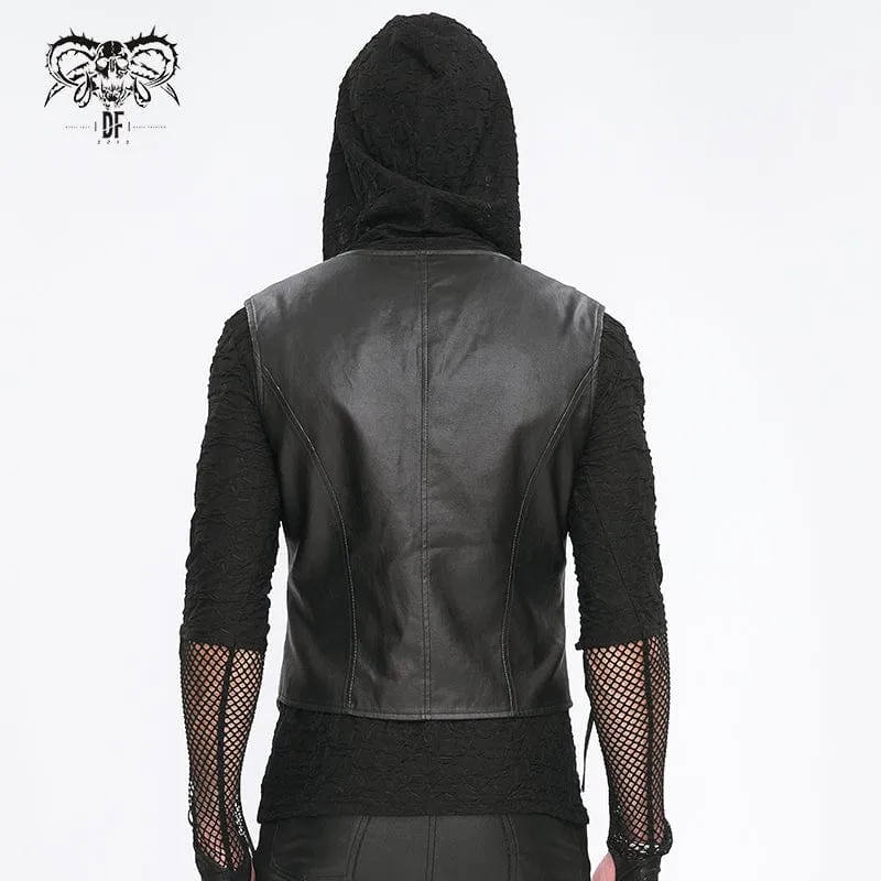 Men's Punk Zipper Faux Leather Waistcoat