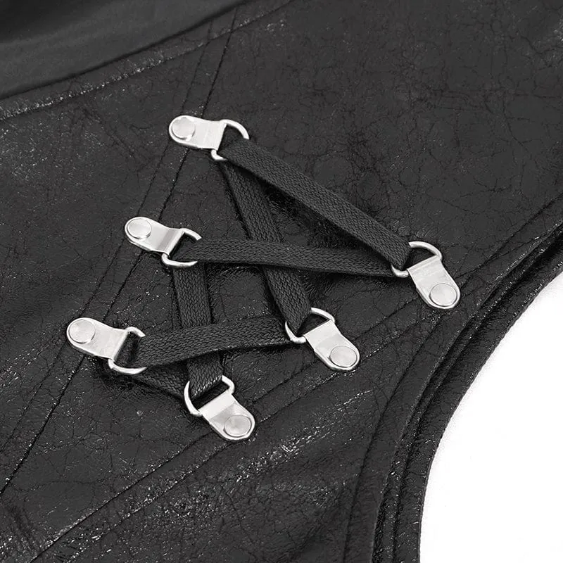 Men's Punk Zipper Faux Leather Waistcoat