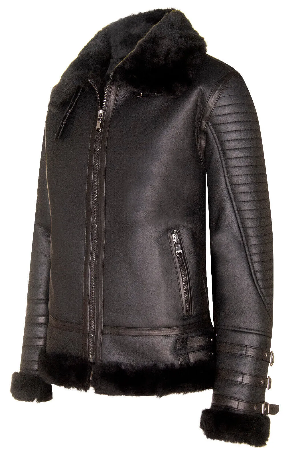 Mens Retro Biker Sheepskin Jacket-Avignon
