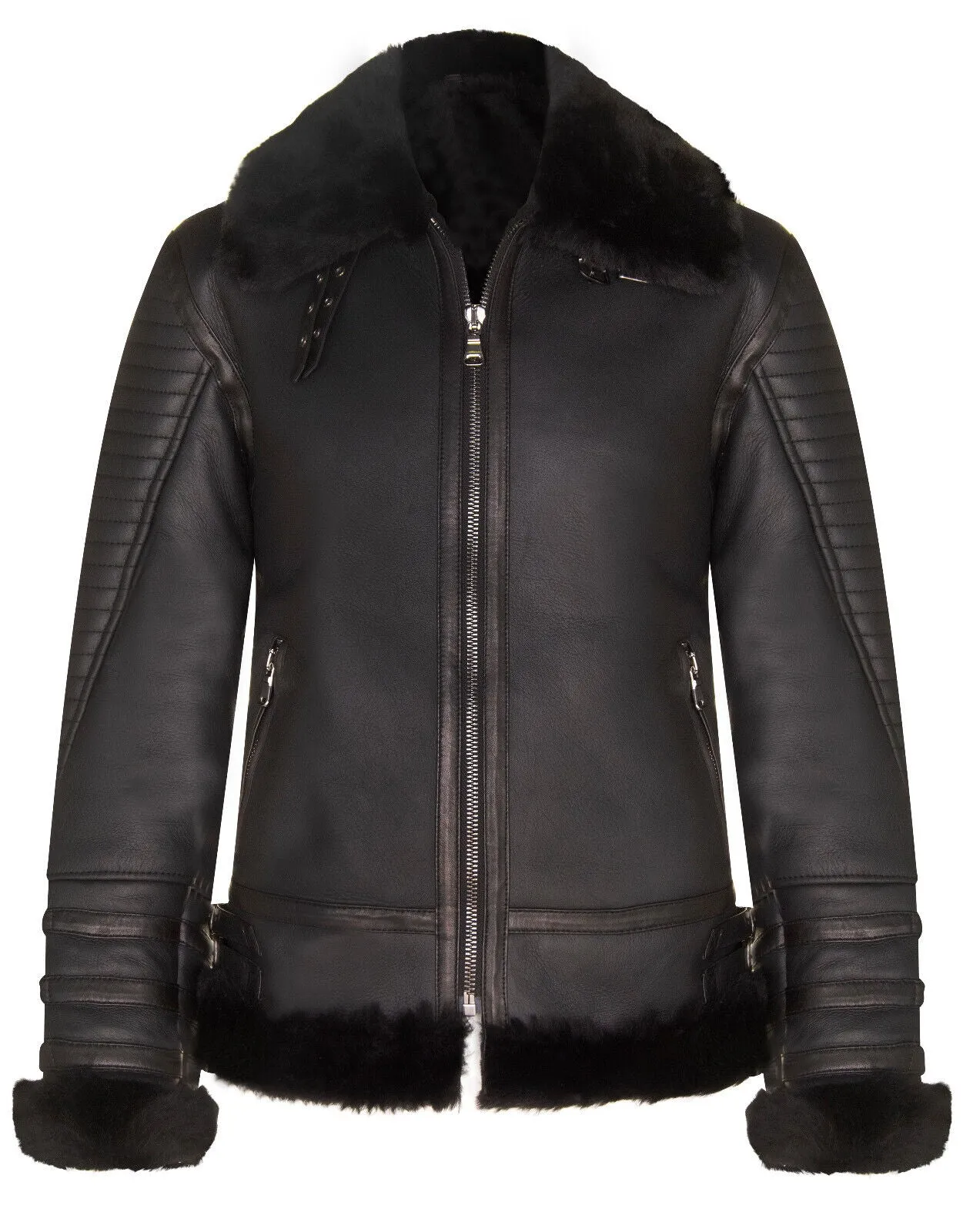 Mens Retro Biker Sheepskin Jacket-Avignon