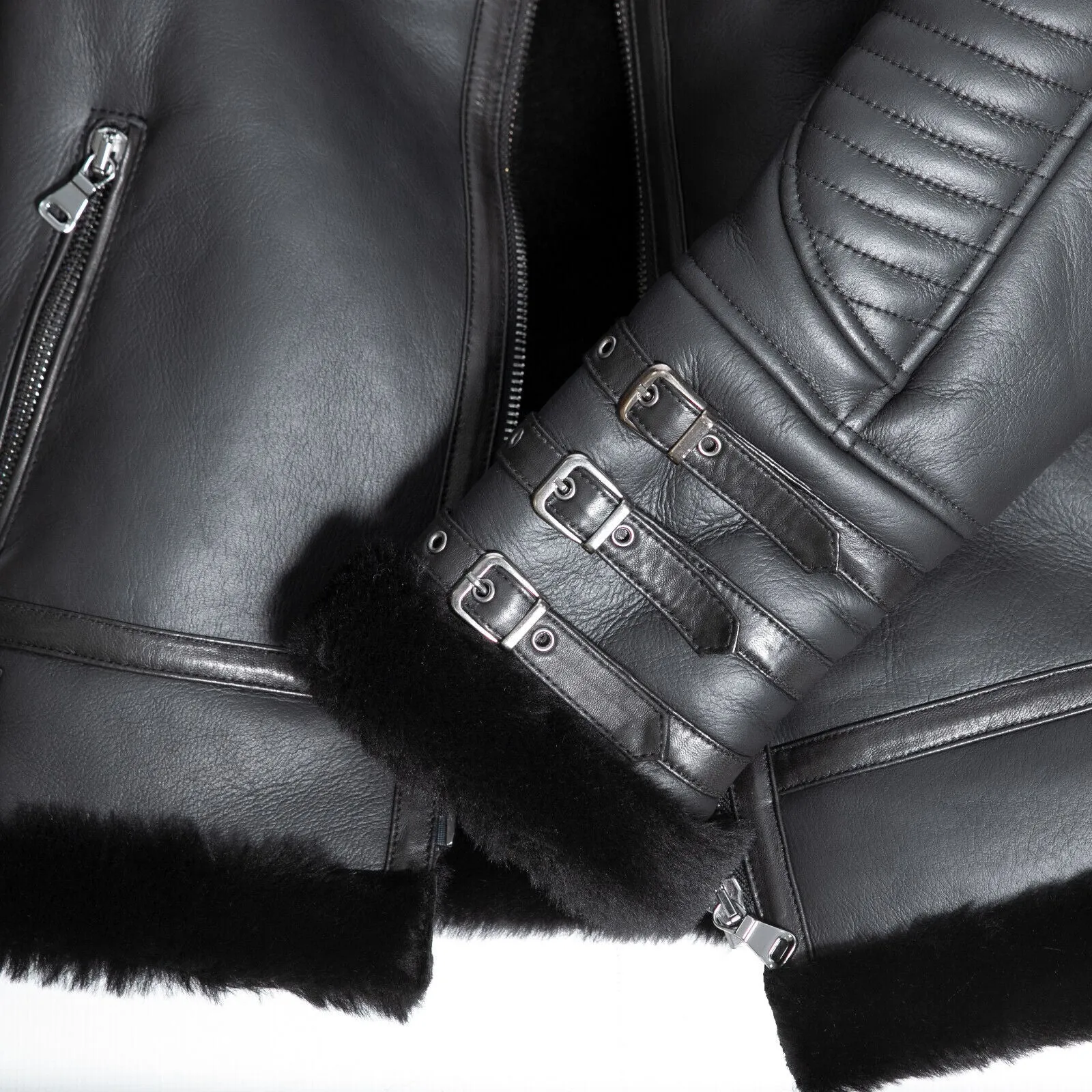 Mens Retro Biker Sheepskin Jacket-Avignon