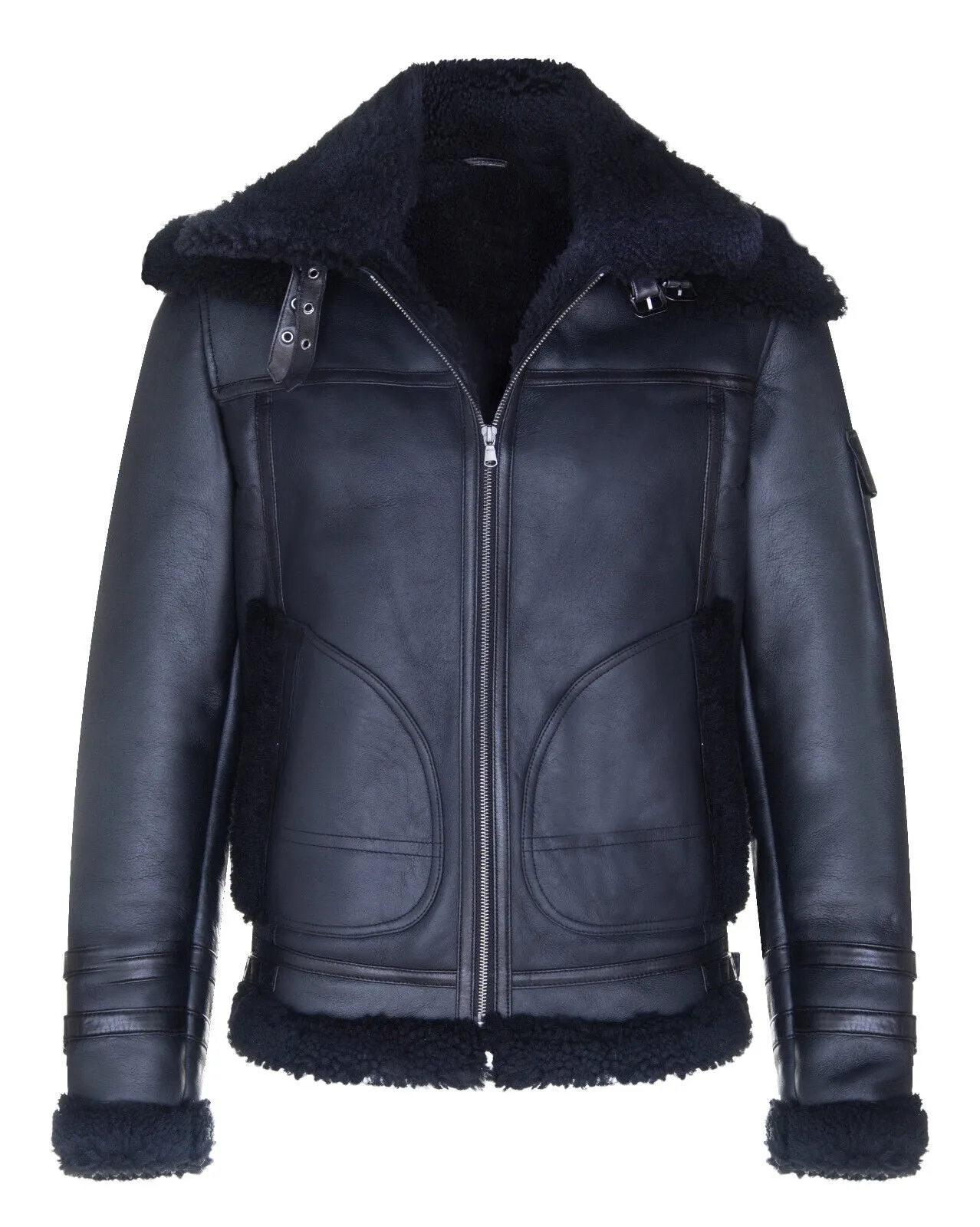 Mens Retro Sheepskin Bomber Jacket-Asheville