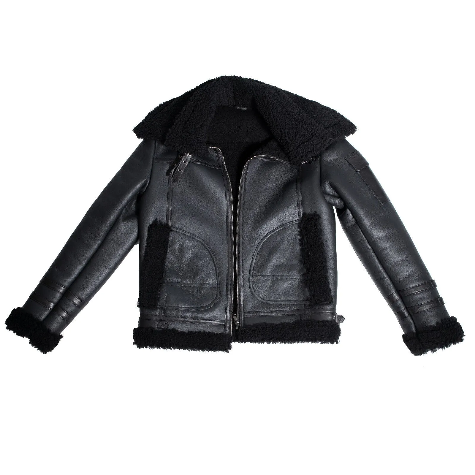 Mens Retro Sheepskin Bomber Jacket-Asheville