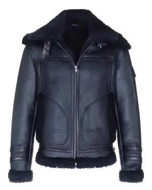 Mens Retro Sheepskin Bomber Jacket-Asheville