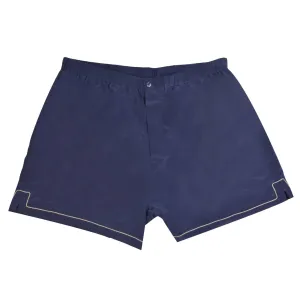 Men's Silk Boxer Shorts In Navy