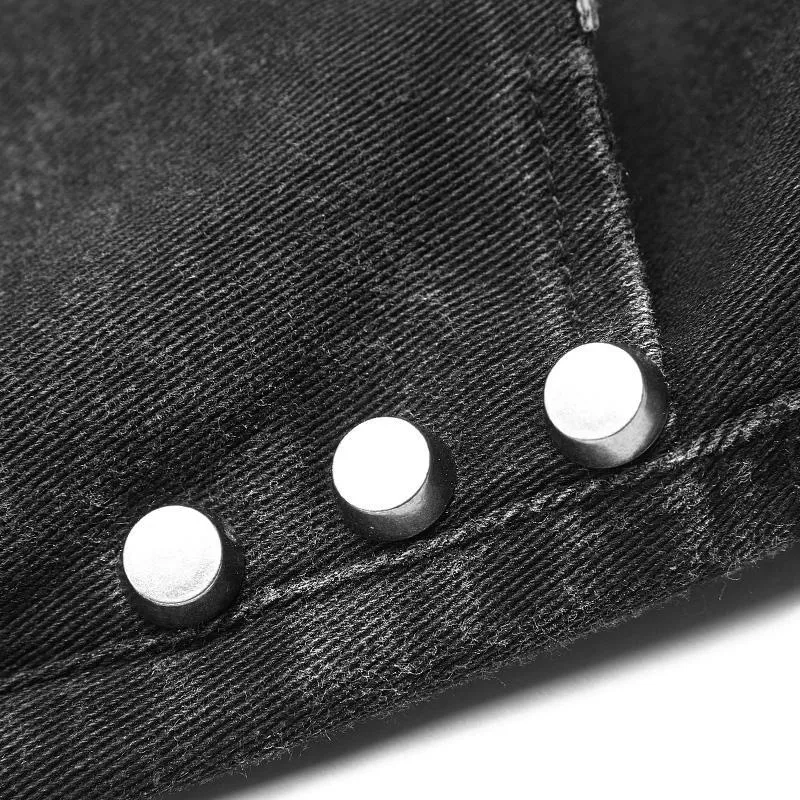 Men's Skull Ripped Straight-Leg Jeans