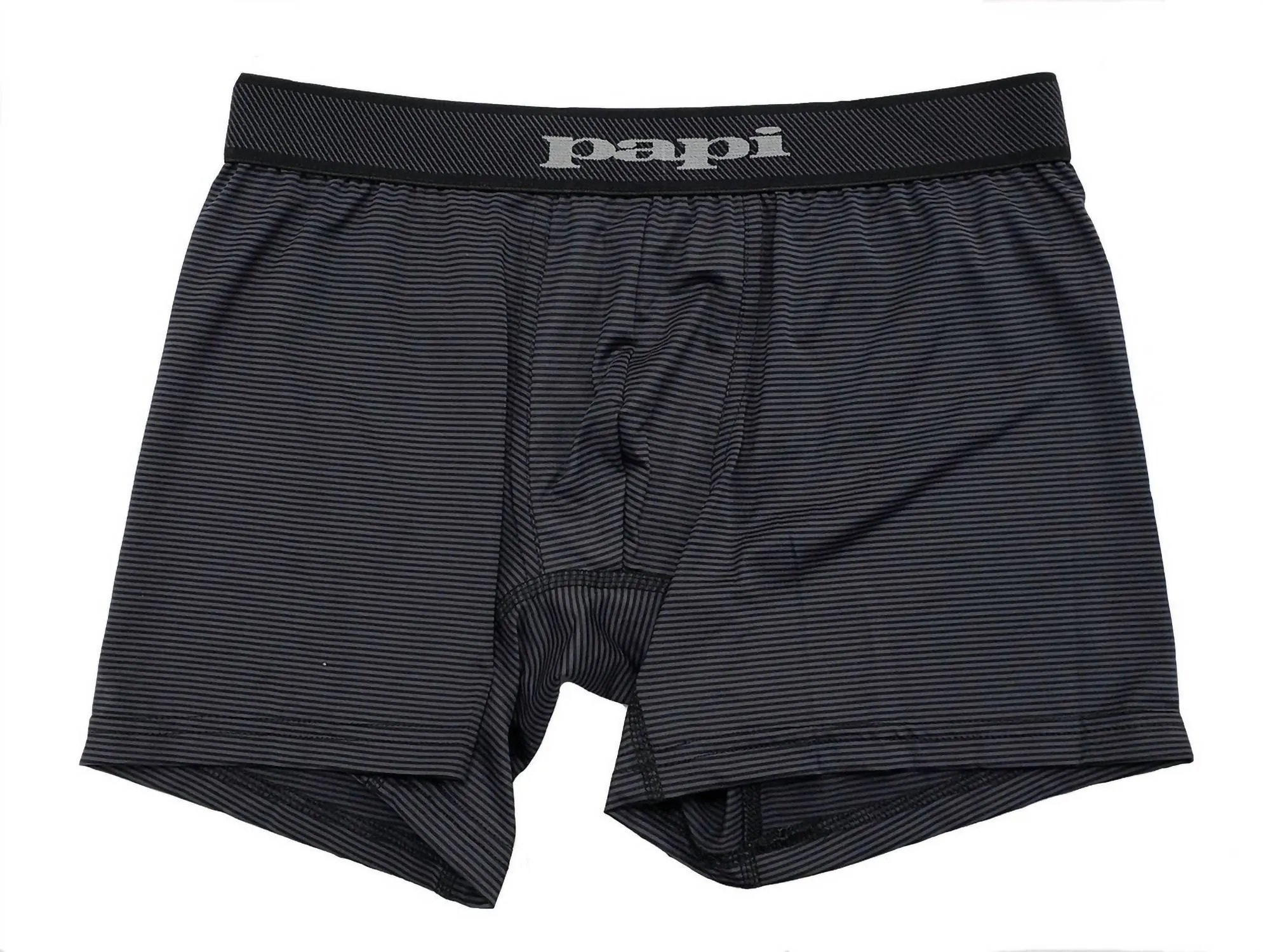 Men's Stripe Boxer Brief Underwear In Charcoal Grey