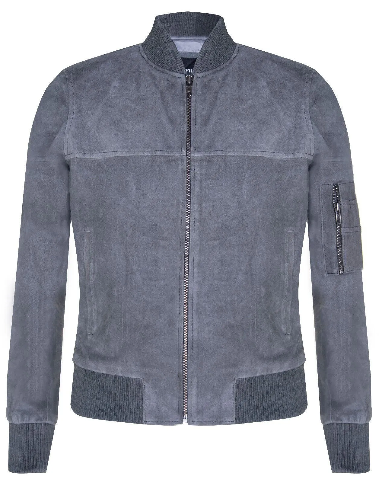 Mens Suede Leather MA-1 Varsity Bomber Jacket