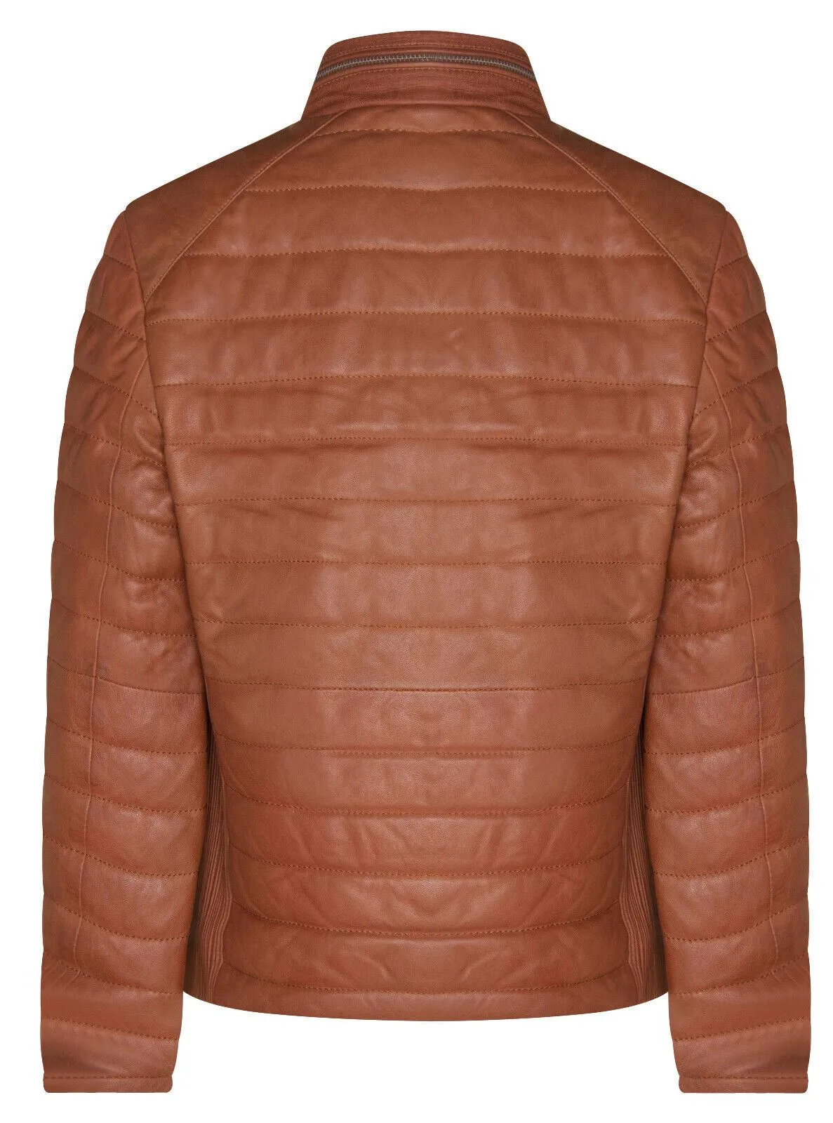 Mens Tan Quilted Leather Puffer Jacket - Tallinn