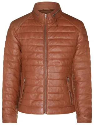 Mens Tan Quilted Leather Puffer Jacket - Tallinn