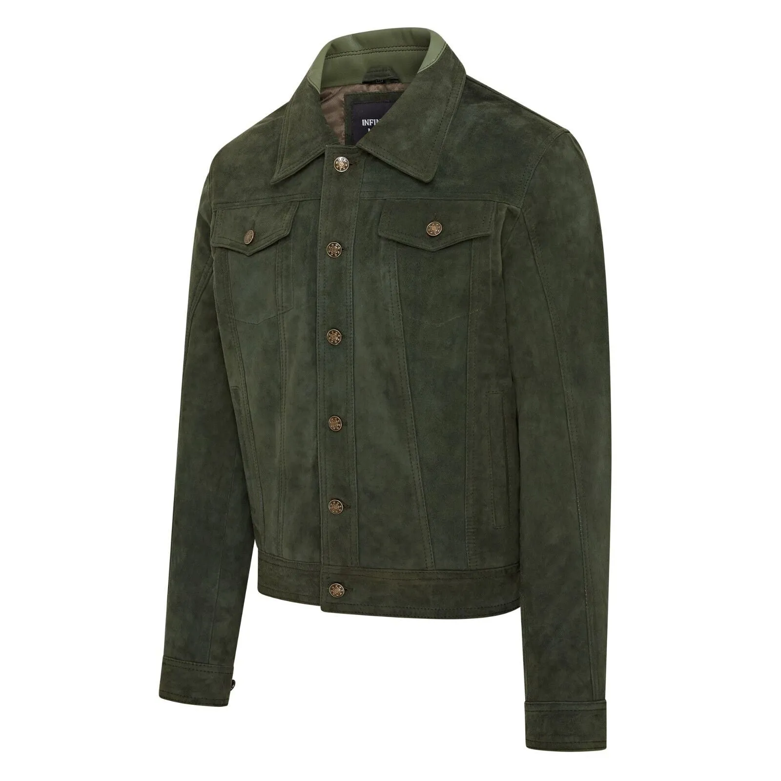 Mens Trucker Goat Suede Western Leather Jeans Jacket - Yangon