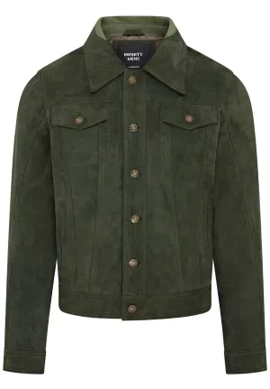 Mens Trucker Goat Suede Western Leather Jeans Jacket - Yangon