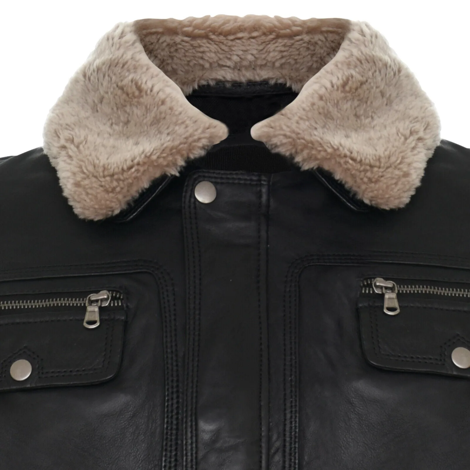 Mens Trucker Shirt Leather Jacket-Galway