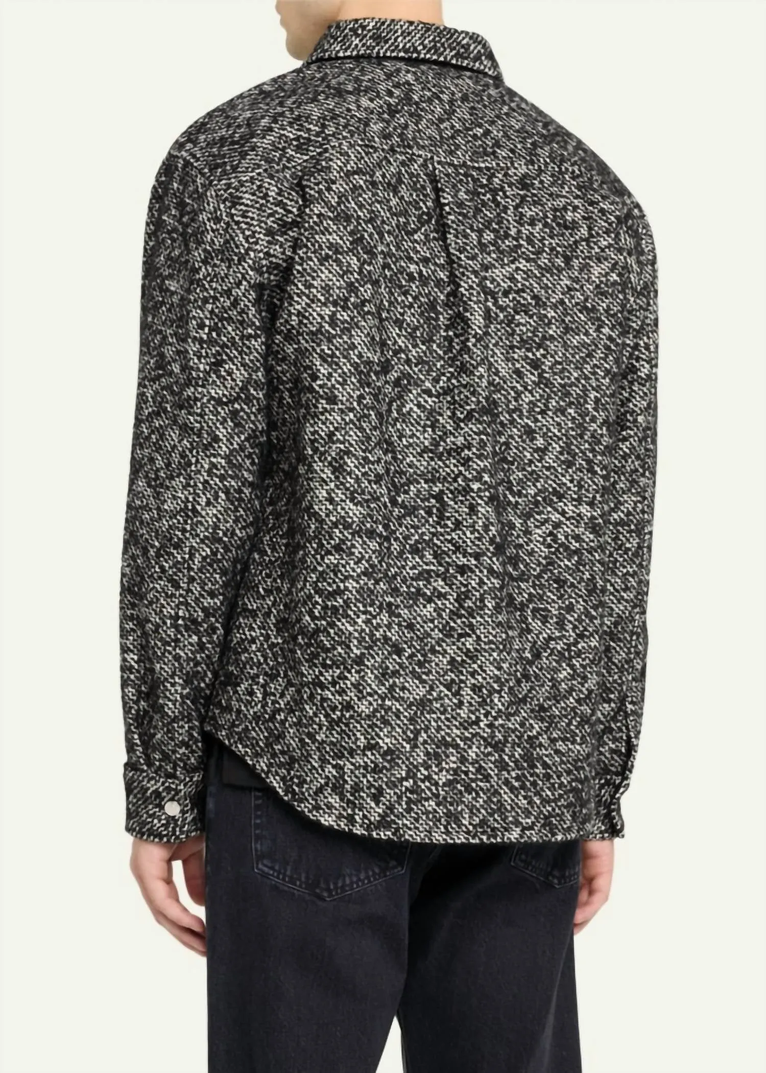 Men's Tweed Textured Overshirt Jacket In Grey