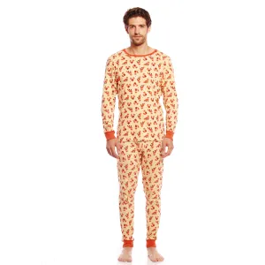 Mens Two Piece Cotton Pajamas Fox