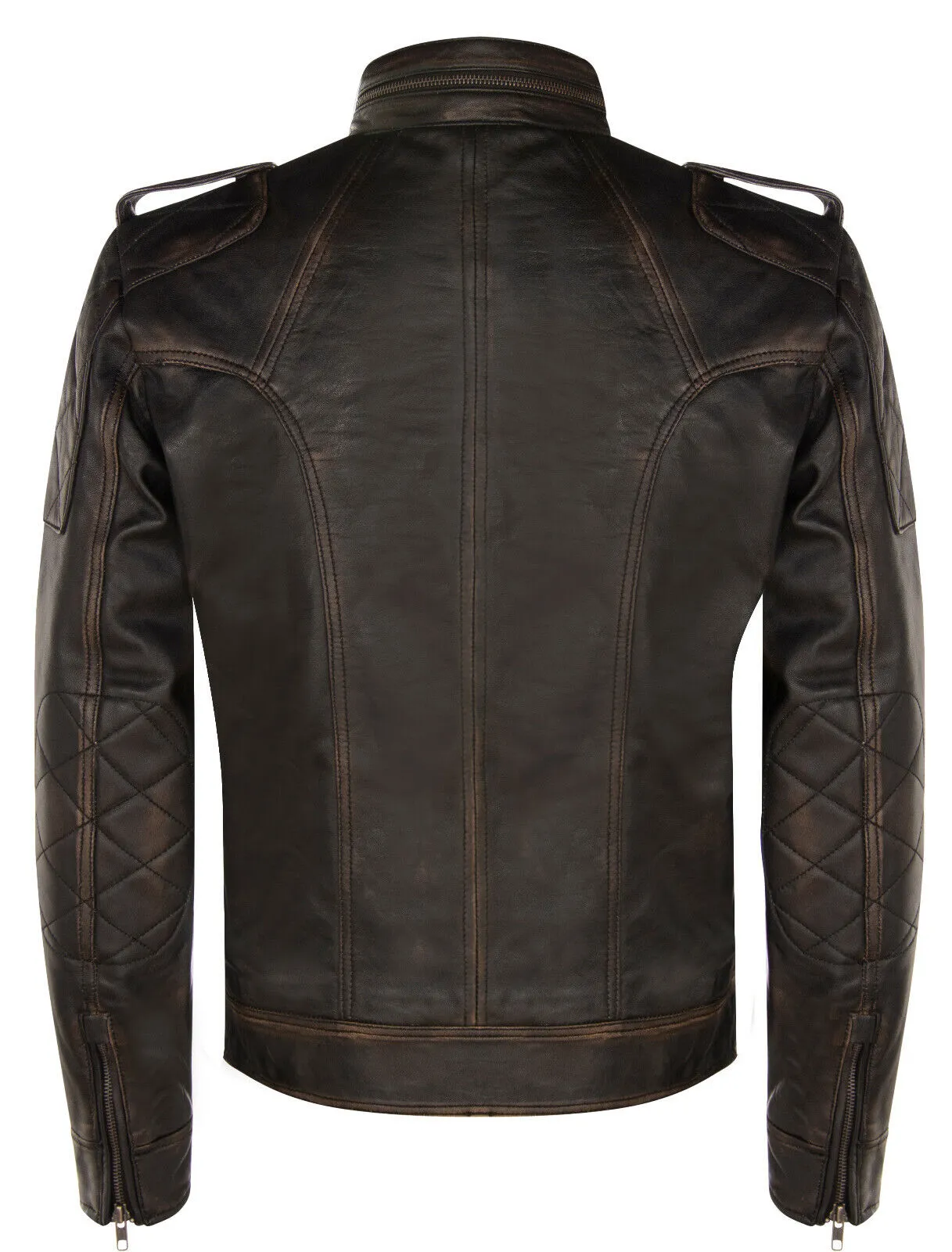 Mens Vintage Leather Racing Biker Jacket-Brooklyn
