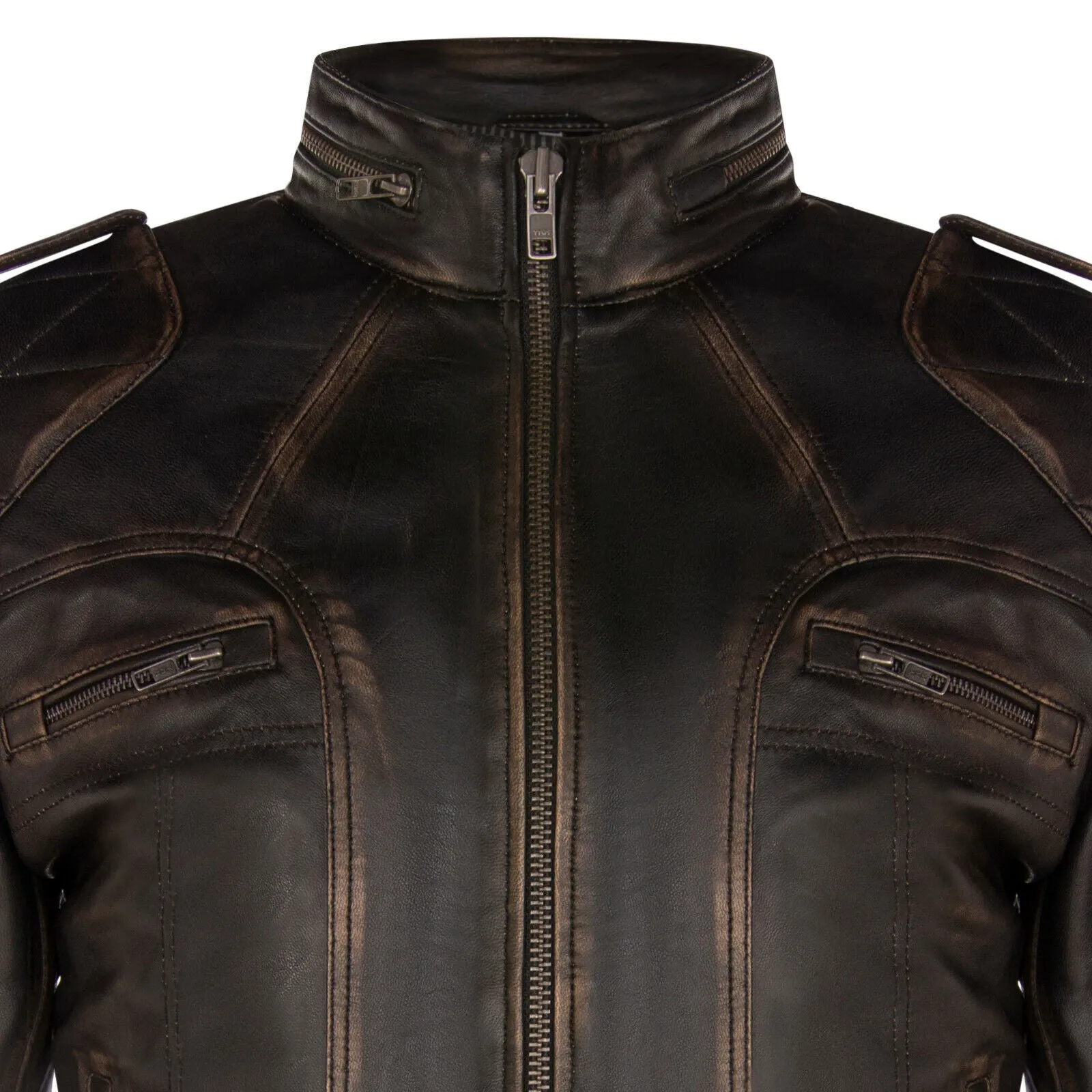 Mens Vintage Leather Racing Biker Jacket-Brooklyn