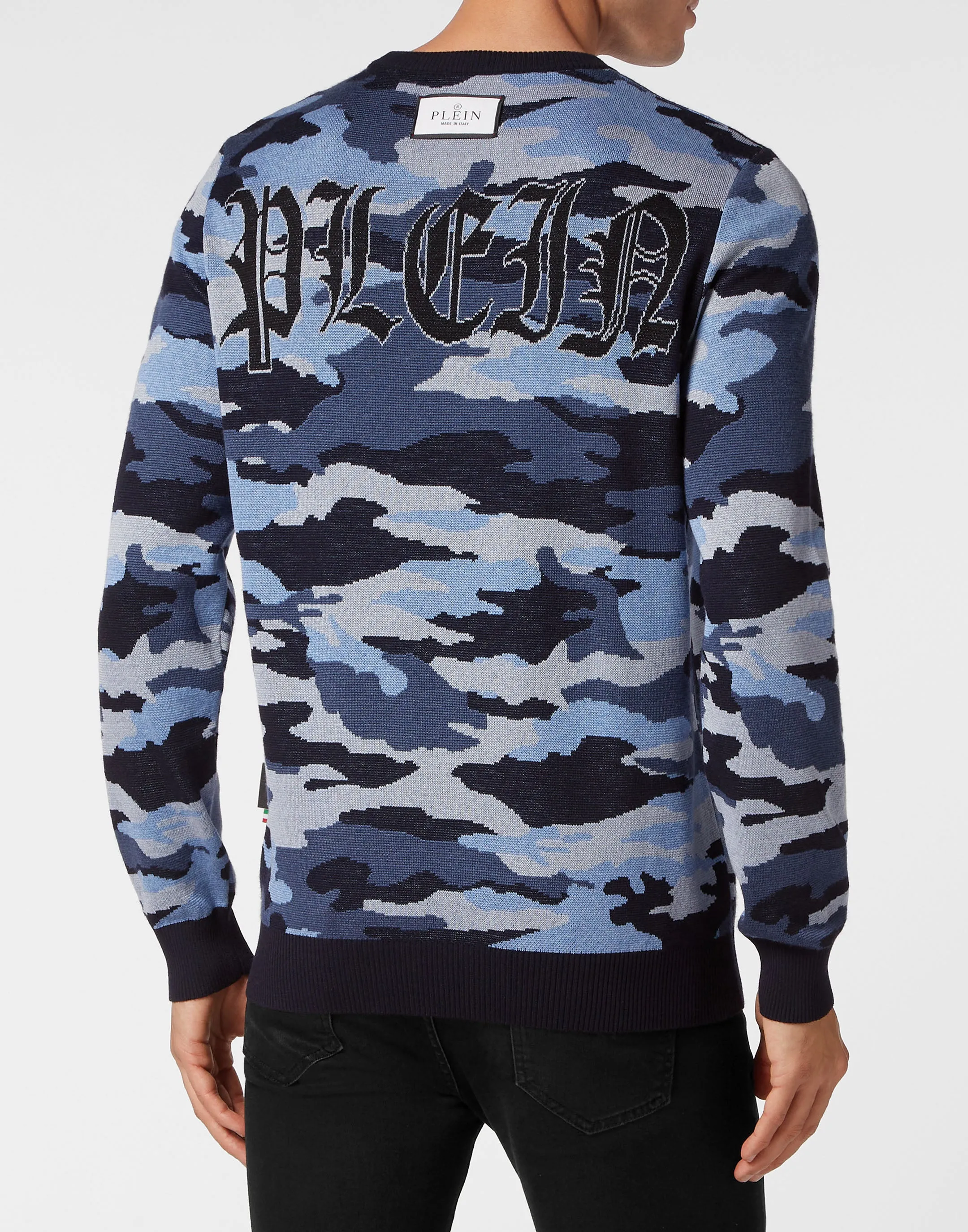 Merino Wool Pullover Round Neck LS Camouflage