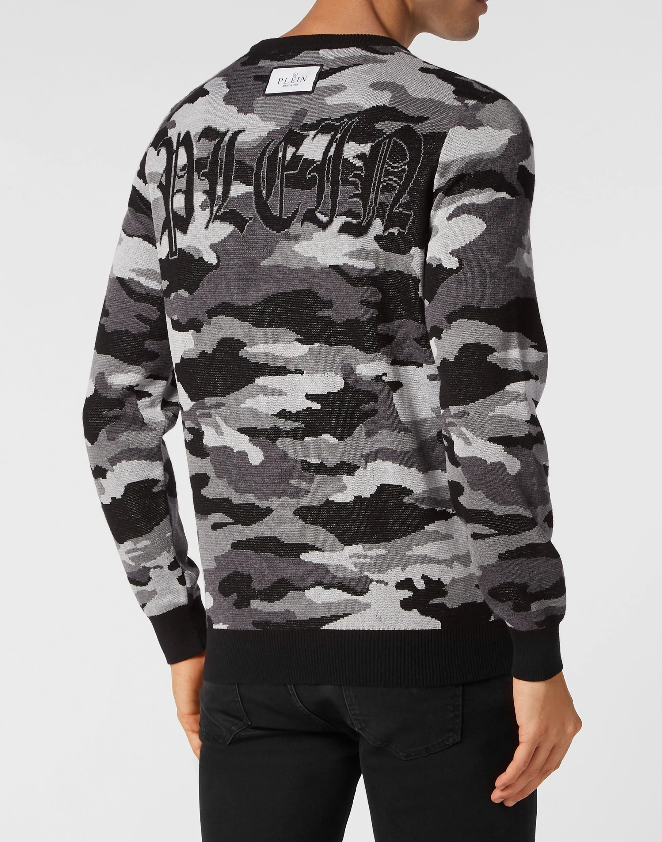 Merino Wool Pullover Round Neck LS Camouflage