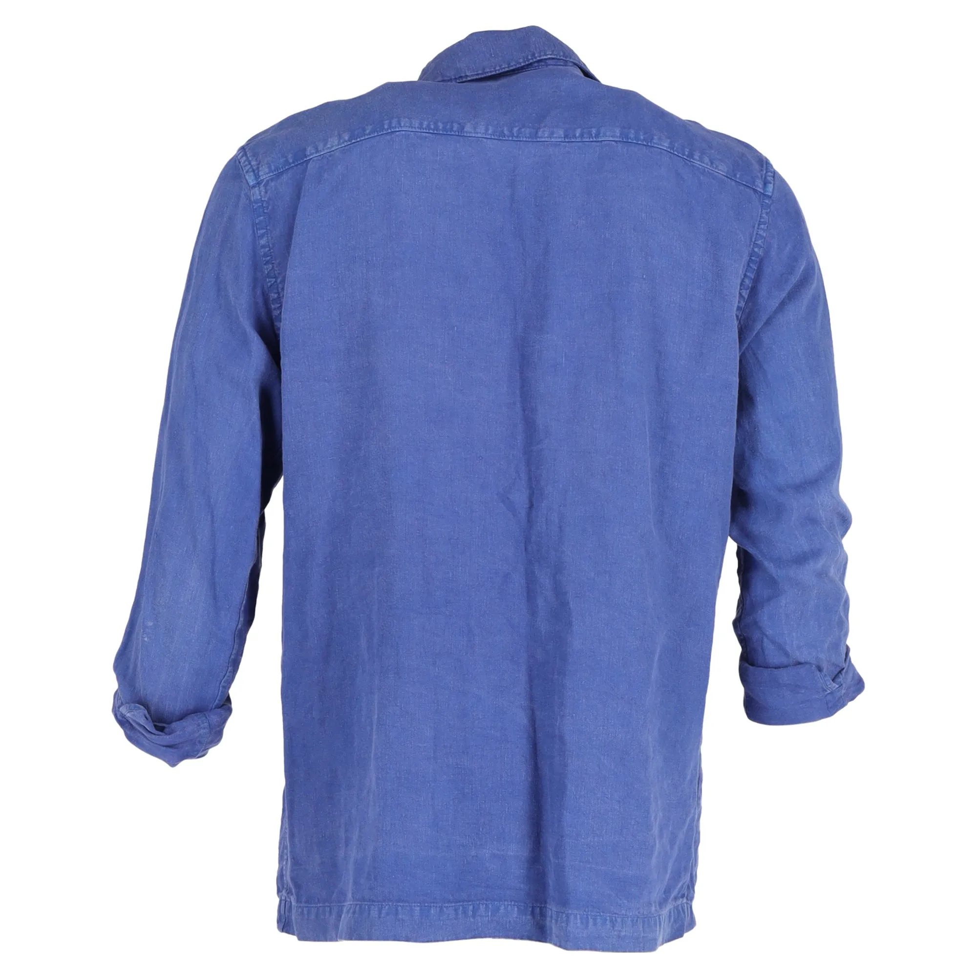 Mr. P. Button-Down with Pockets Dyed Overshirt in Blue Linen