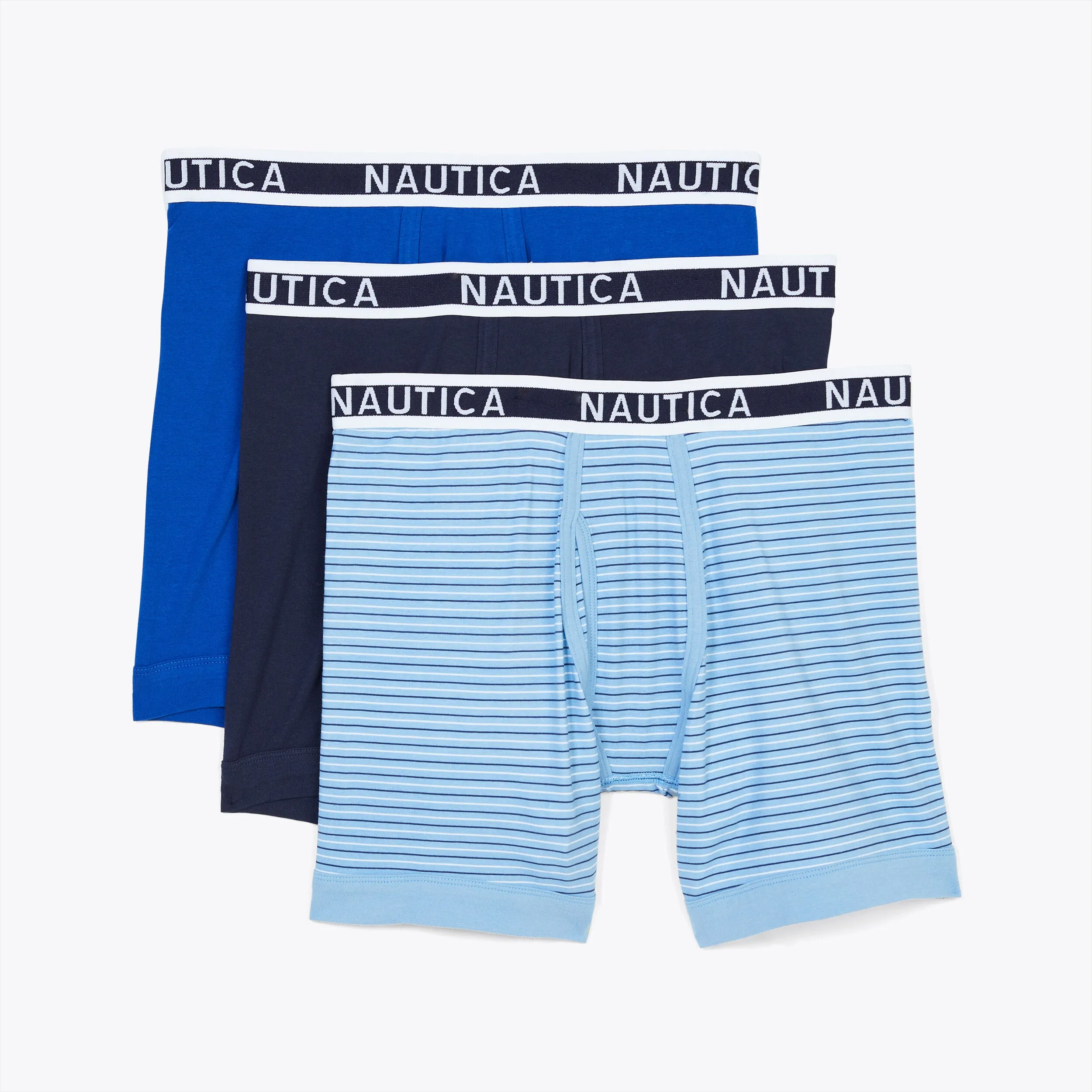Nautica Mens Cotton Stretch Boxer Briefs, 3-Pack