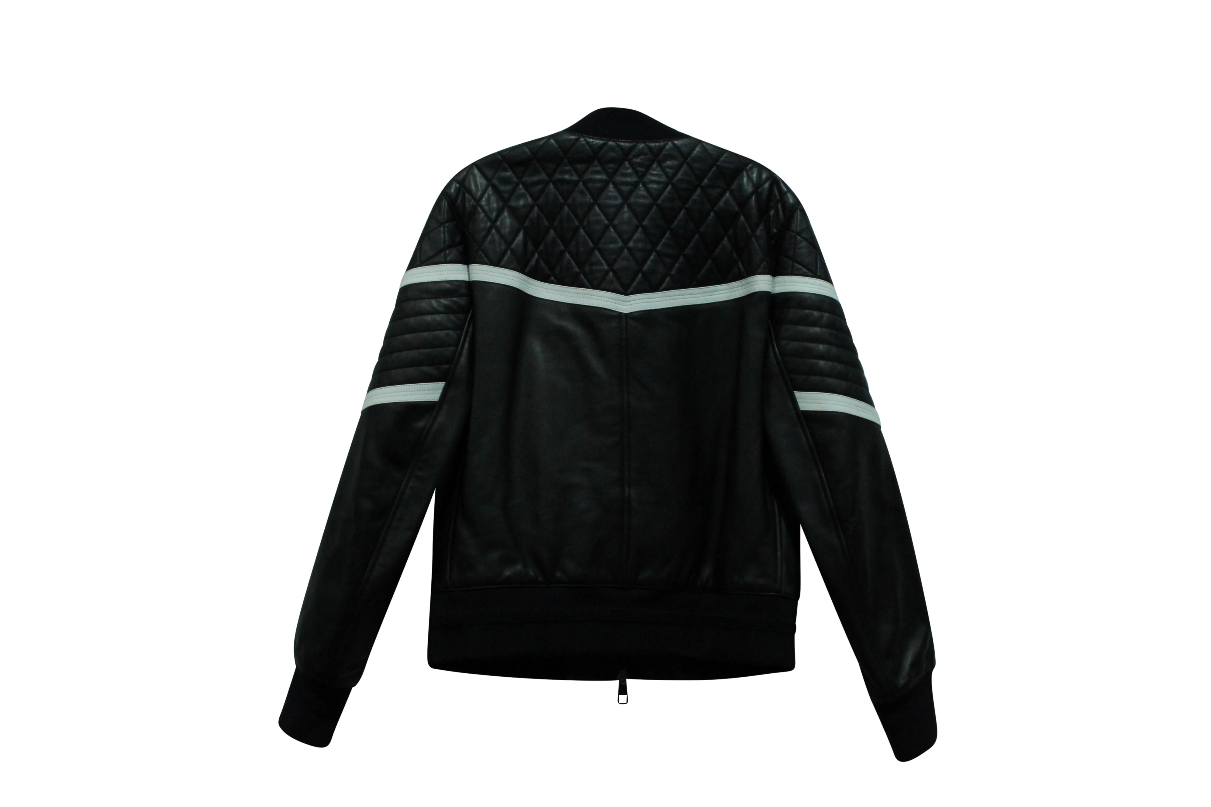 Neil Barrett Biker Jacket with White Piping in Black Leather