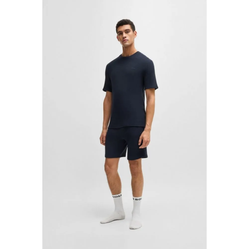Ottoman-jersey pajama shorts with embroidered logo