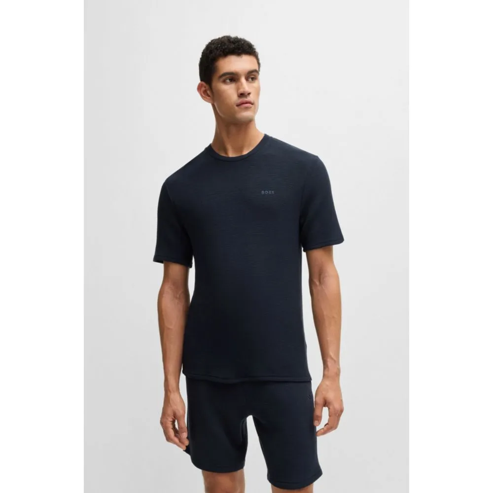 Ottoman-jersey pajama T-shirt with embroidered logo