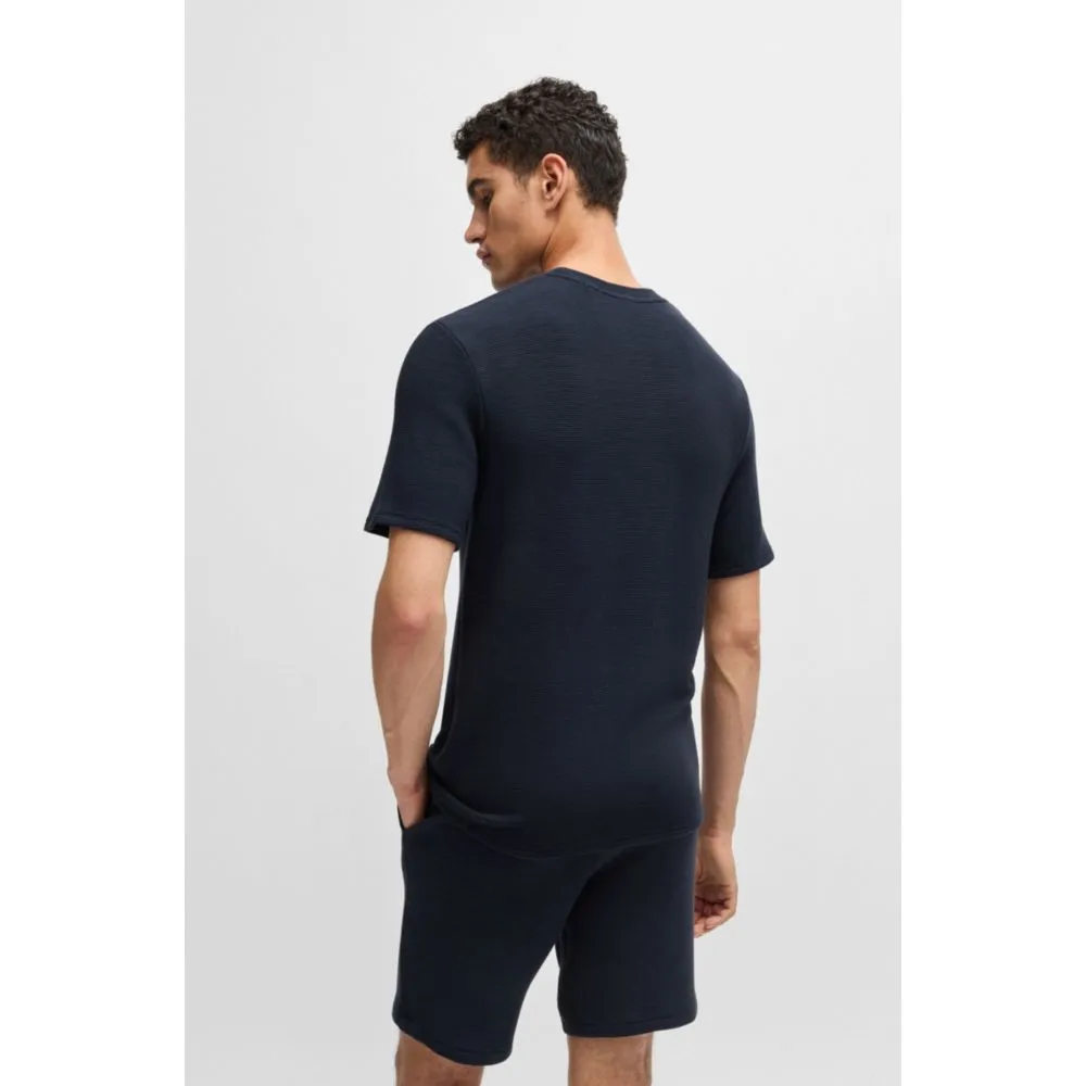 Ottoman-jersey pajama T-shirt with embroidered logo