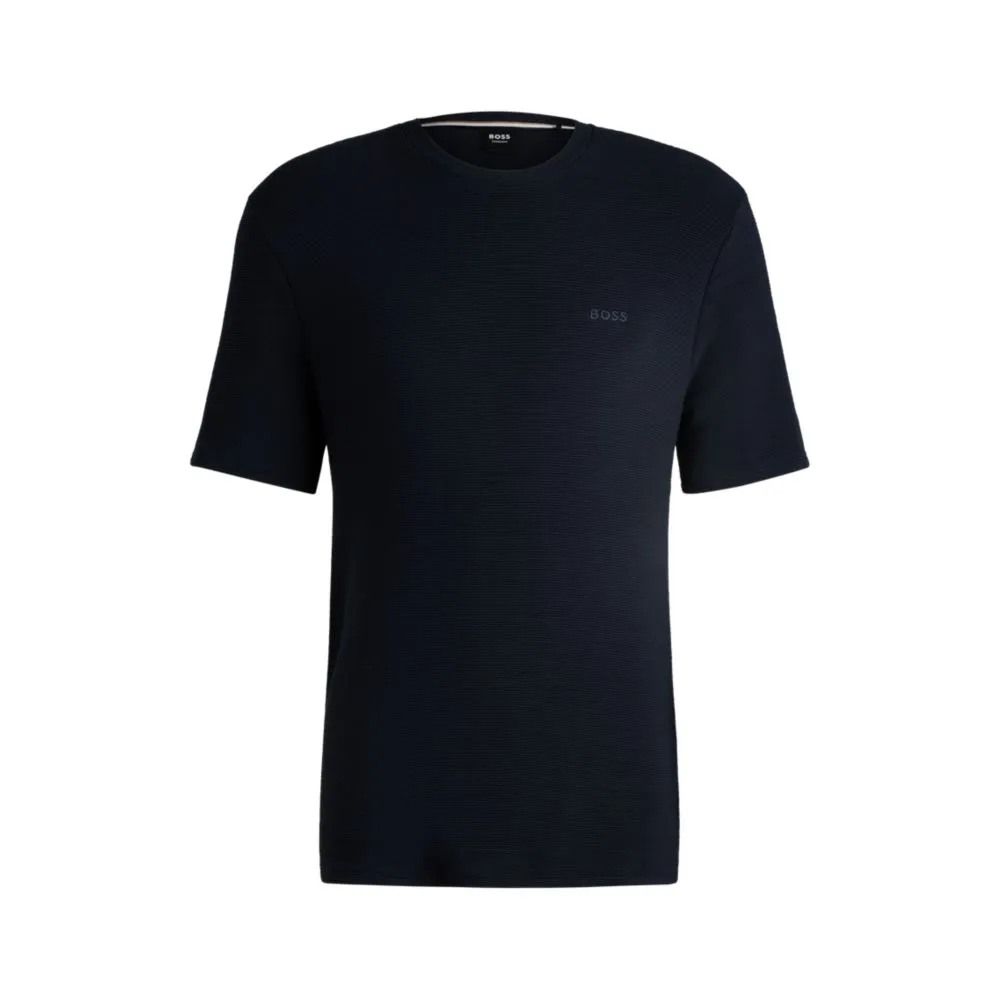 Ottoman-jersey pajama T-shirt with embroidered logo