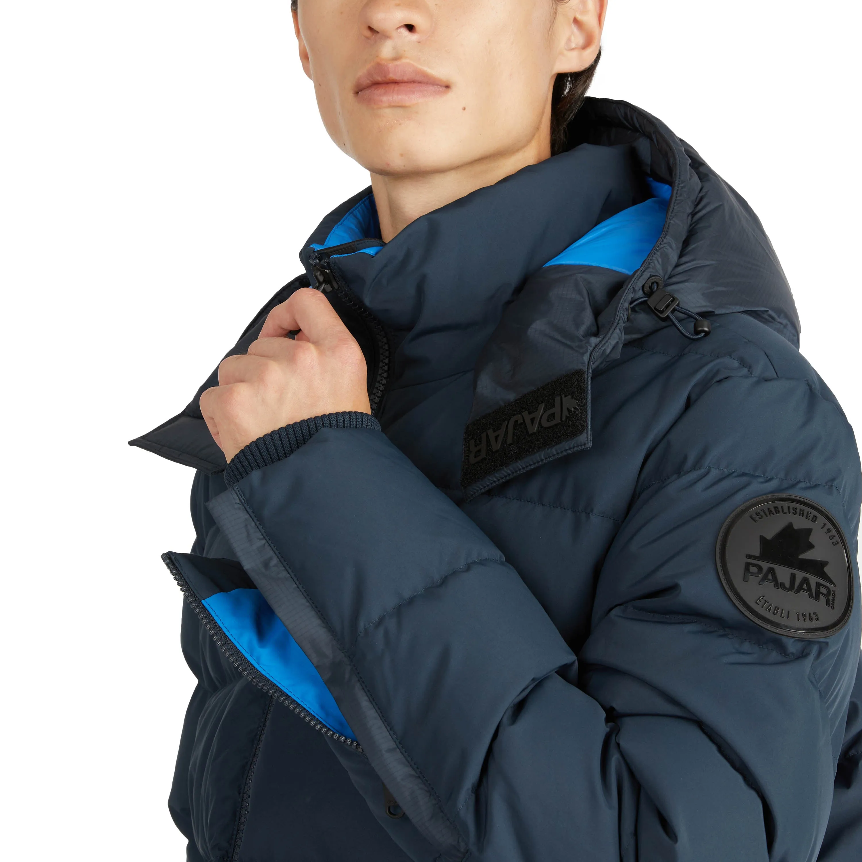Pajar Men's Valby Mixed Media Puffer with Contrast Inner Collar and Hood