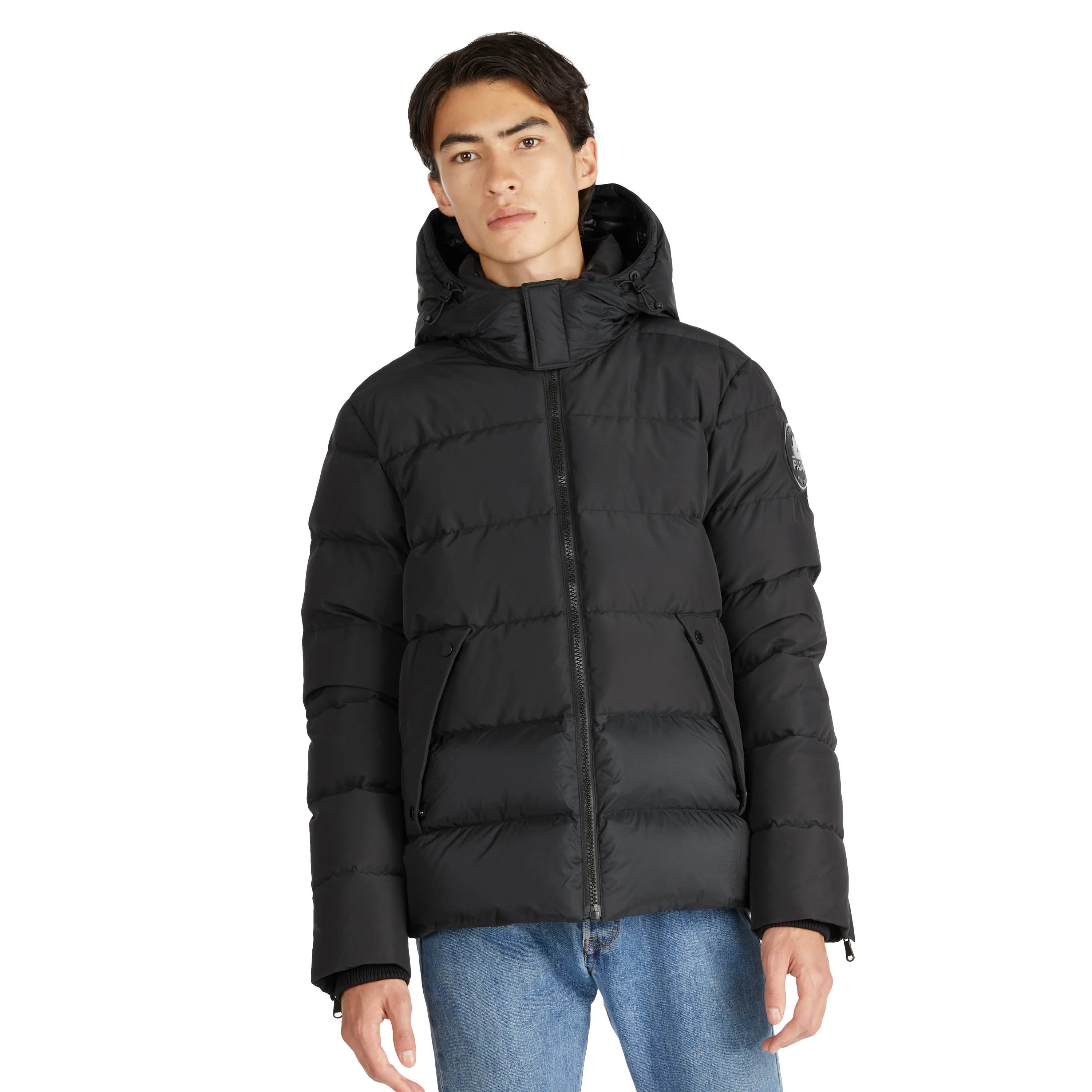 Pajar Men's Valby Mixed Media Puffer with Contrast Inner Collar and Hood