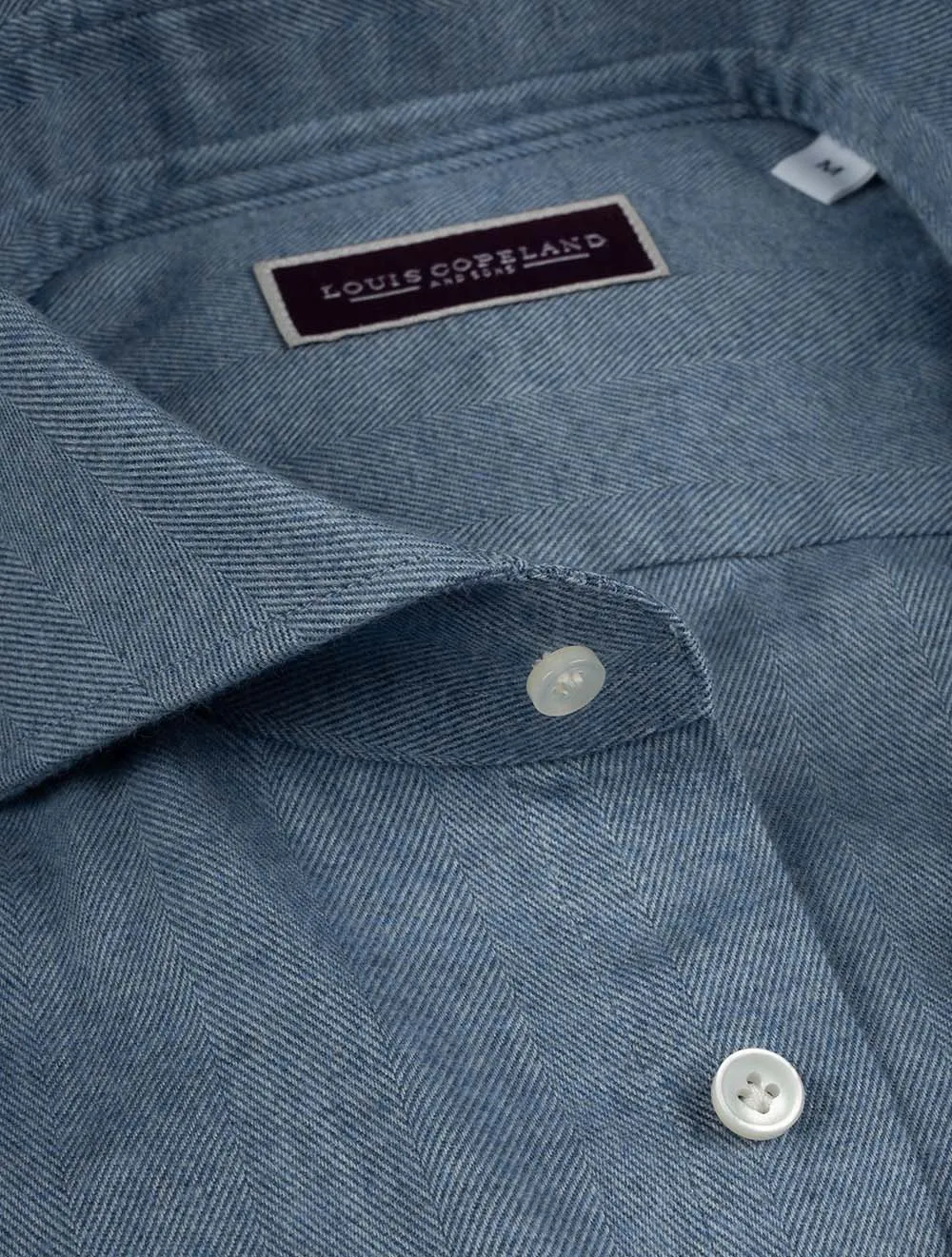 Plain Flannel Slim Fit Shirt Blue