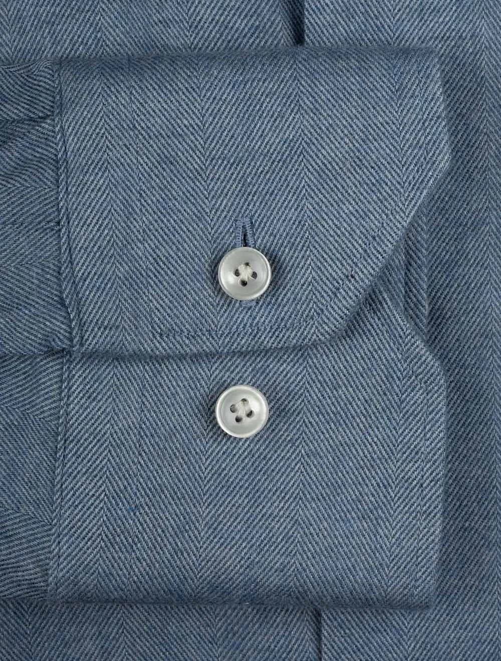 Plain Flannel Slim Fit Shirt Blue