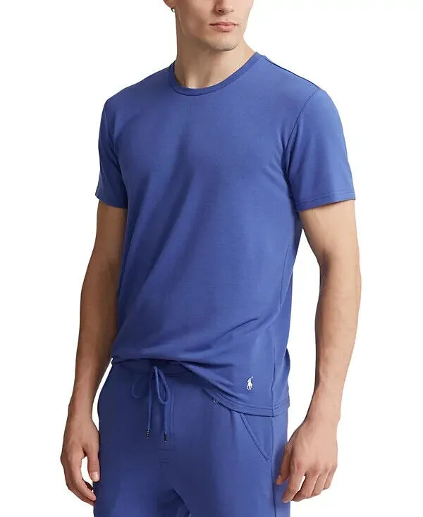 Polo Ralph Lauren Mini Terry Sleep Shirt Men's Large Blue Short Sleeve JDM385 (Blue,Regular,L)