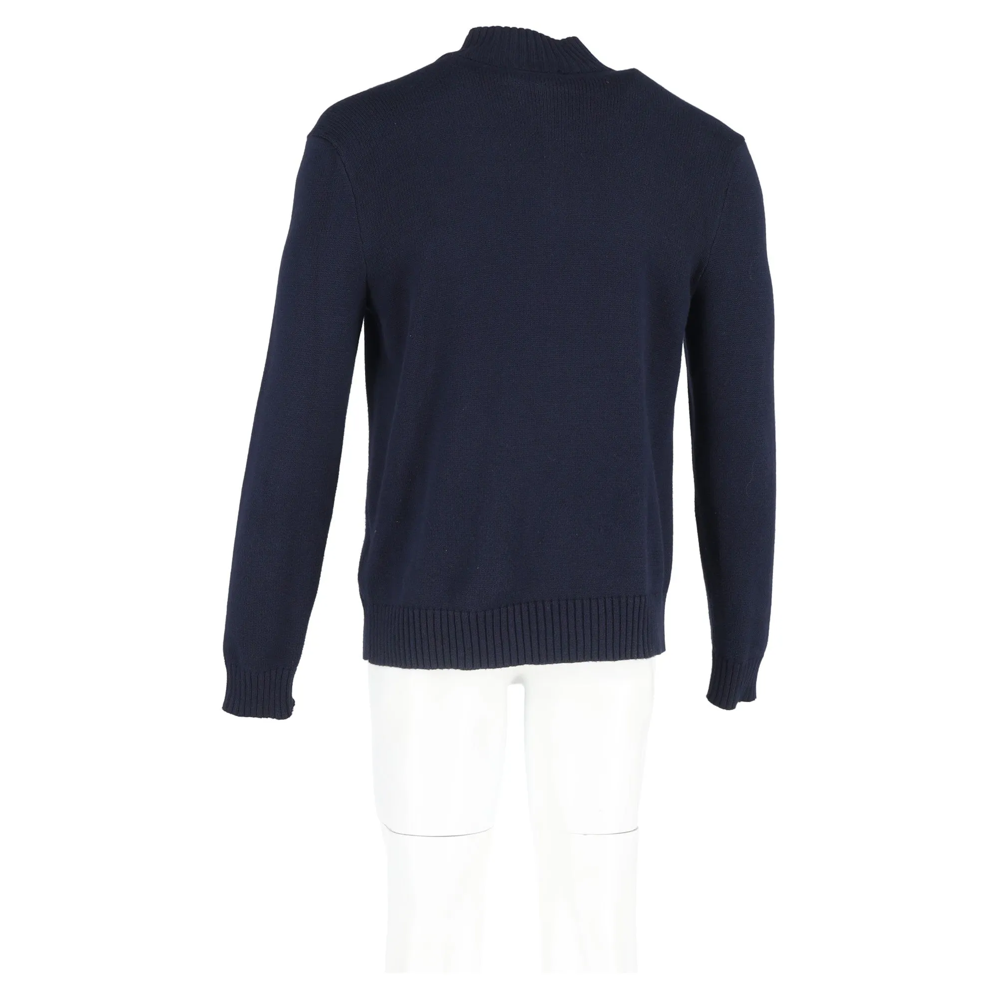 Polo Ralph Lauren Mock Neck Long Sleeve Jumper in Navy Blue Cotton
