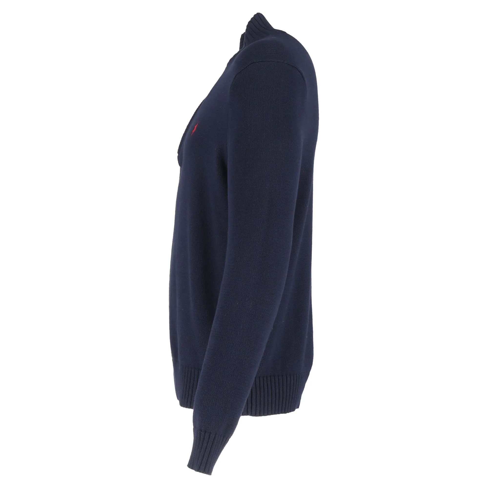 Polo Ralph Lauren Mock Neck Long Sleeve Jumper in Navy Blue Cotton