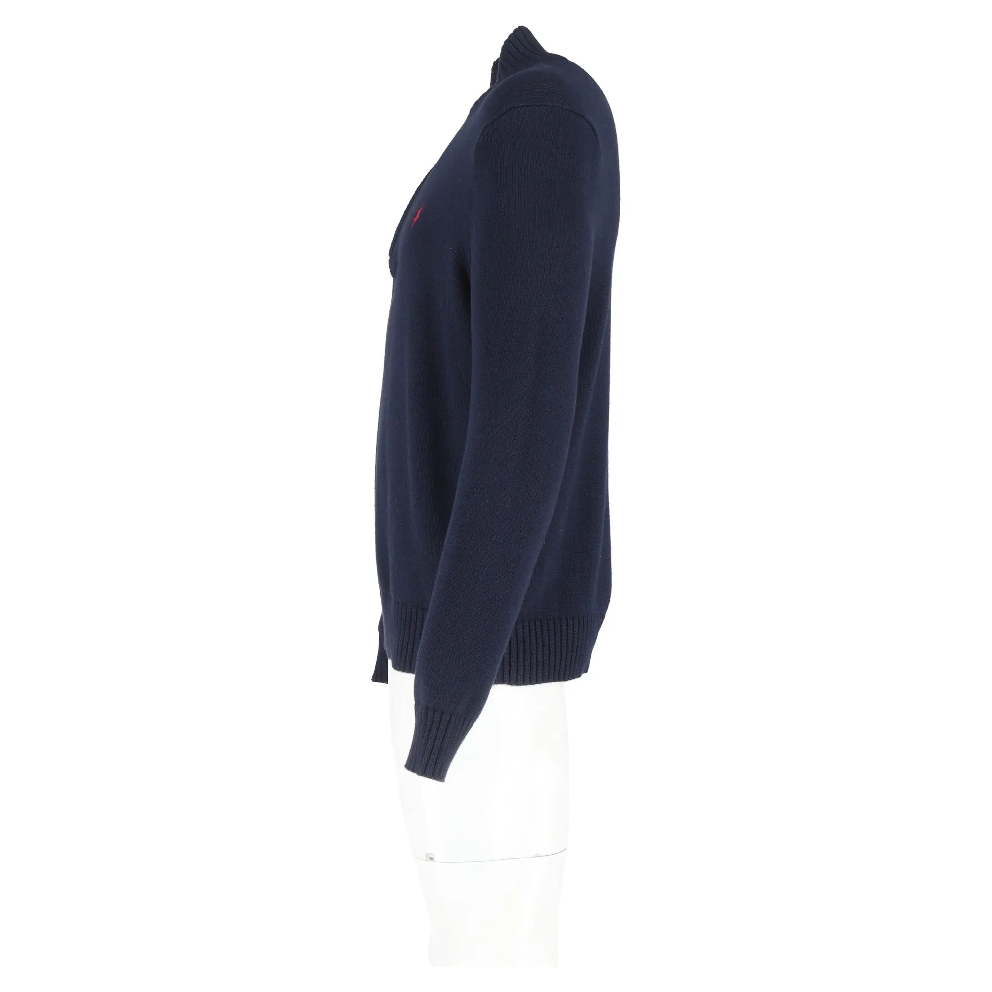 Polo Ralph Lauren Mock Neck Long Sleeve Jumper in Navy Blue Cotton