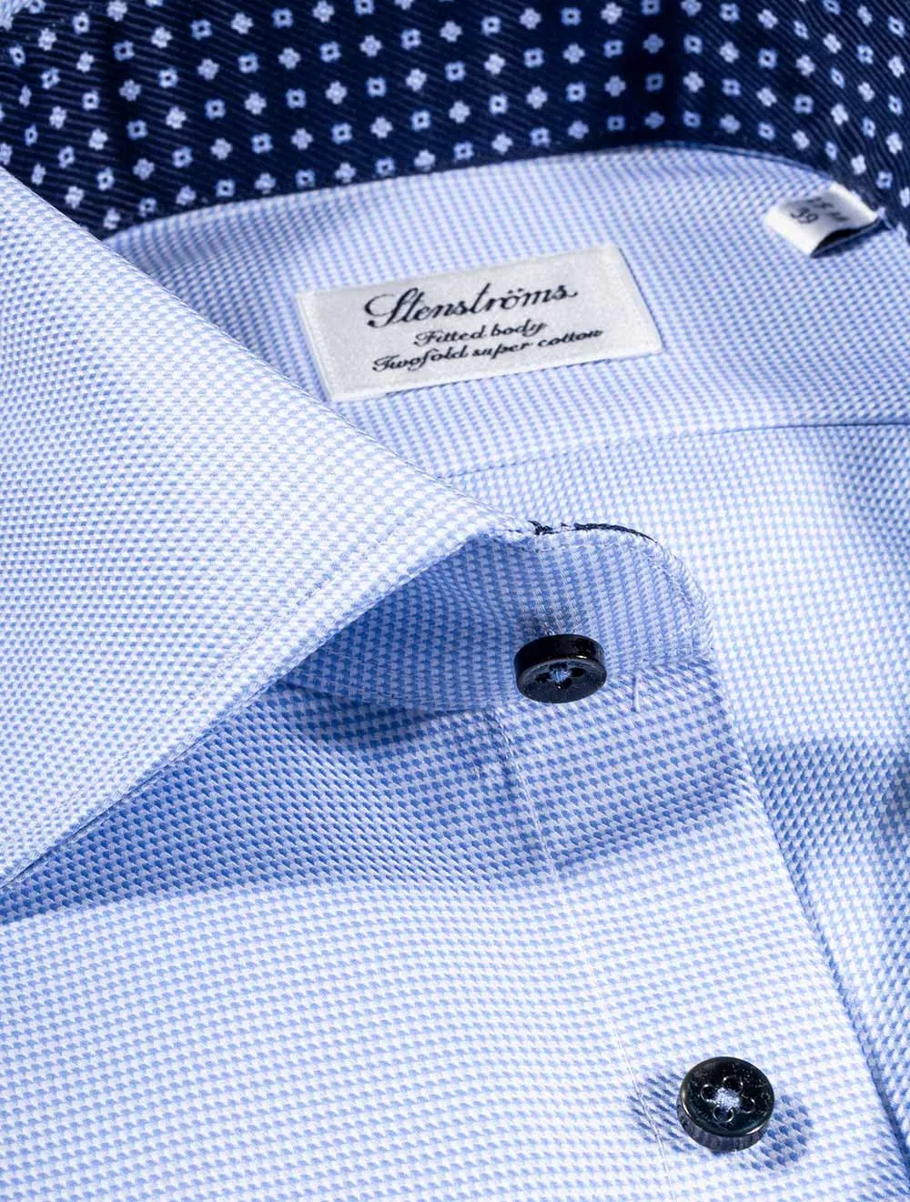 Puppytooth Inlay Casual Shirt Blue