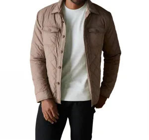 Quilted Sherpa Lined Shacket In Pine Bark Brown
